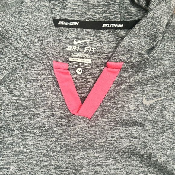 Nike Dri Fit Women's Heather Gray Hoodie with Pink Accents - Picture 8 of 12
